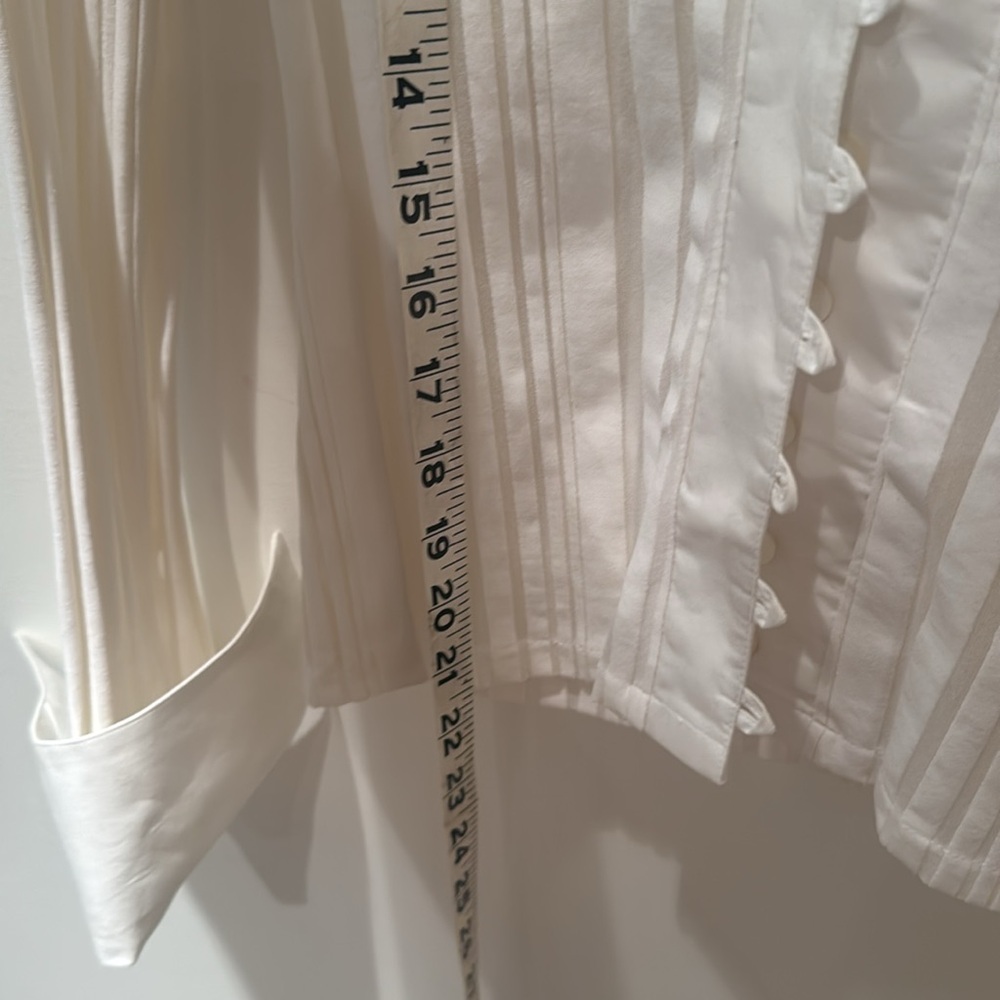 RAYURE French cuff Vintage Elegant White Blouse. Size F40. (S) Made in France. - Picture 7 of 8